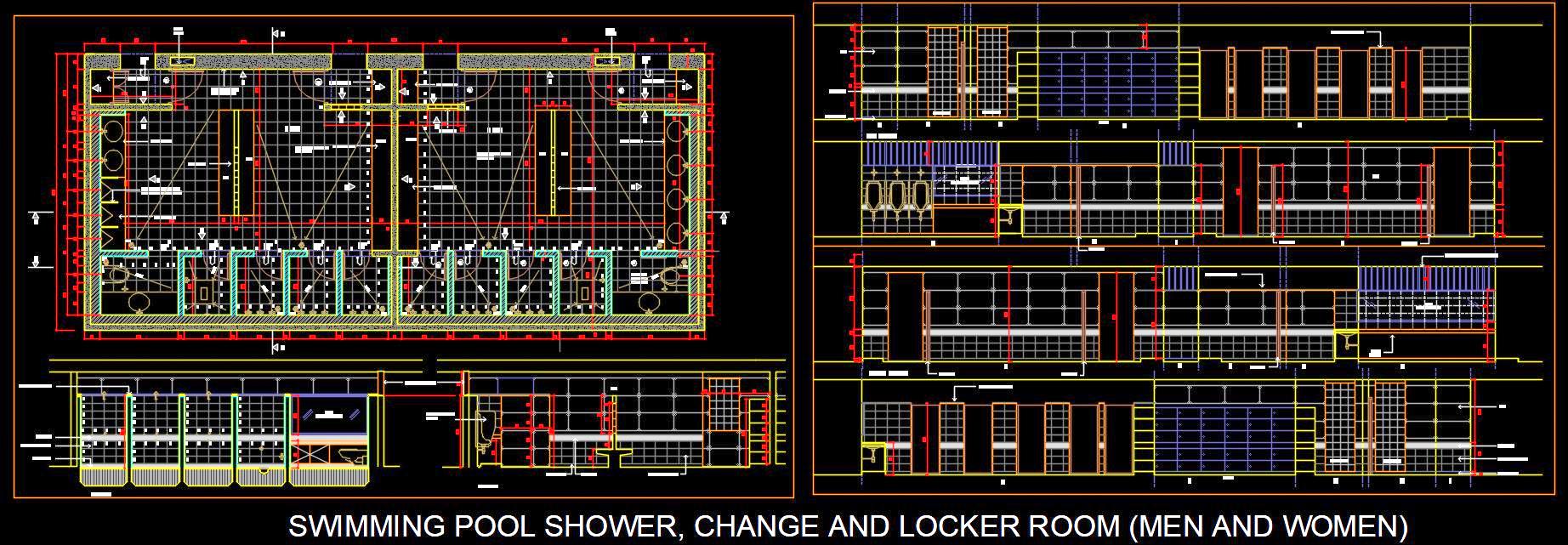 Pool Change and Shower Room Design CAD Design